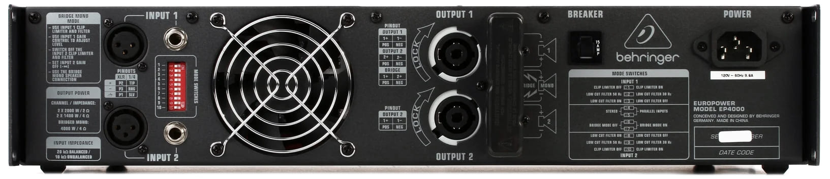 پاور آمپلی فایر بهرینگر مدل EP4000 2 پاور آمپلی فایر بهرینگر مدل EP4000