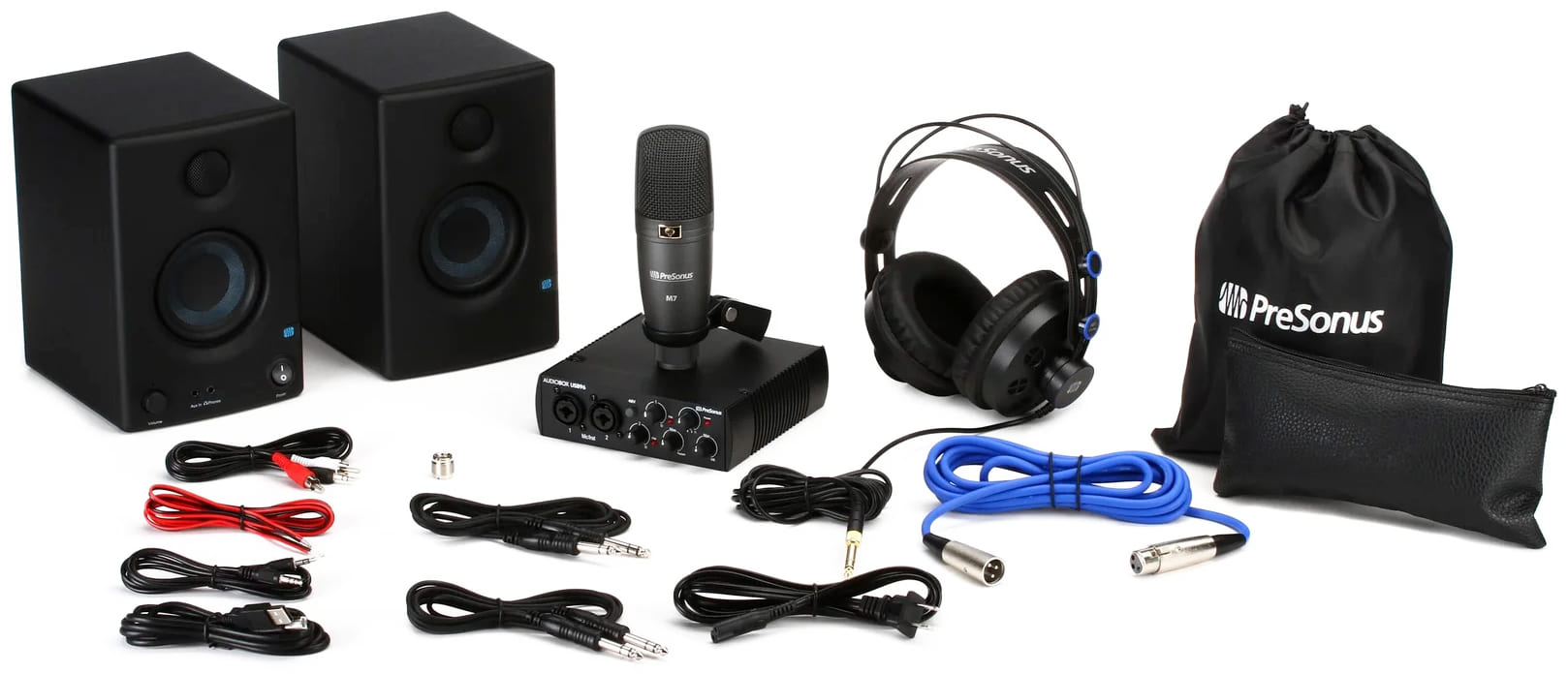 پکیج استودیویی کارت صدا، میکروفون، اسپیکر مانیتورینگ و هدفون پریسونوس مدل AudioBox Studio Ultimate Bundle