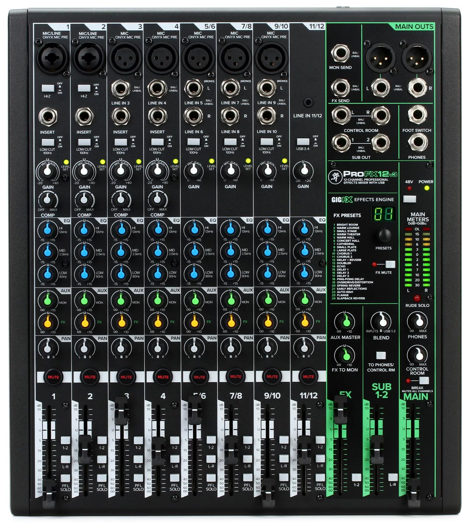 میکسر صدا مکی مدل ProFX12v3