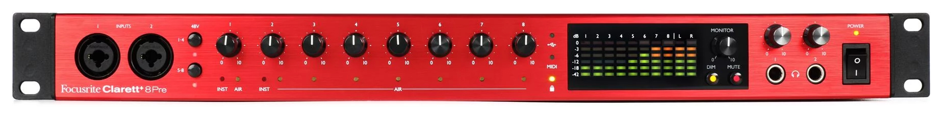 کارت صدا یو اس بی فوکوسرایت مدل Clarett+ 8Pre 1 کارت صدا یو اس بی فوکوسرایت مدل Clarett+ 8Pre