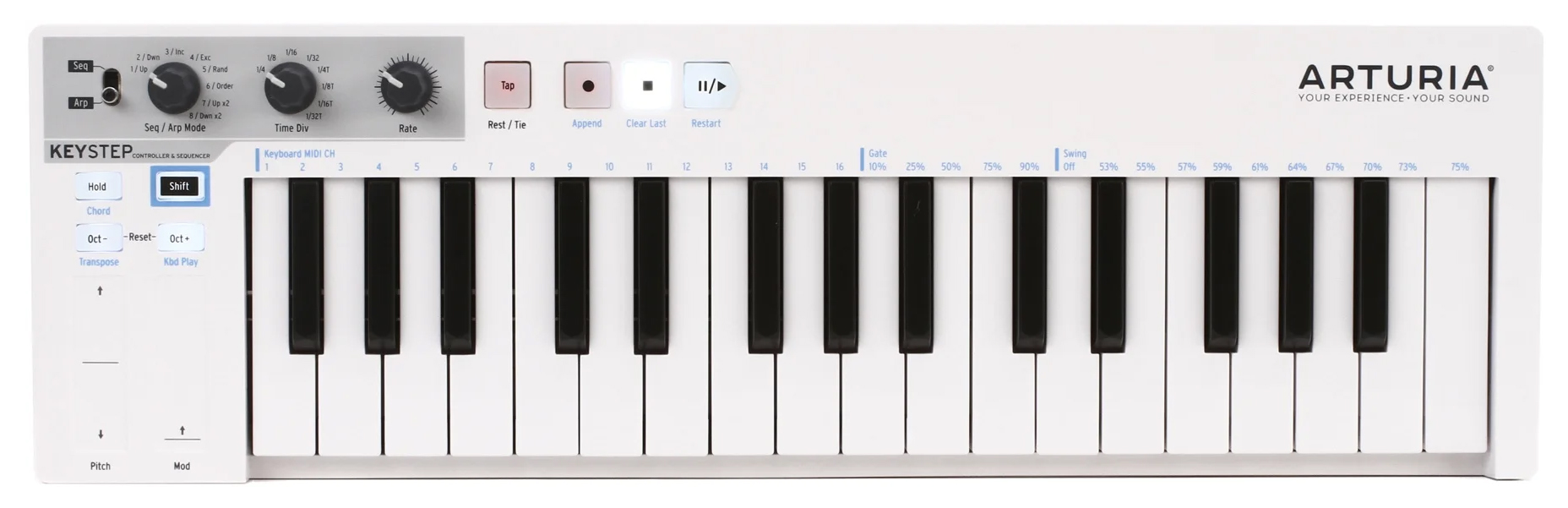 میدی کنترلر و سکوئنسر 32 کلاویه آرتوریا کی استپ KeyStep 1 میدی کنترلر و سکوئنسر 32 کلاویه آرتوریا کی استپ KeyStep