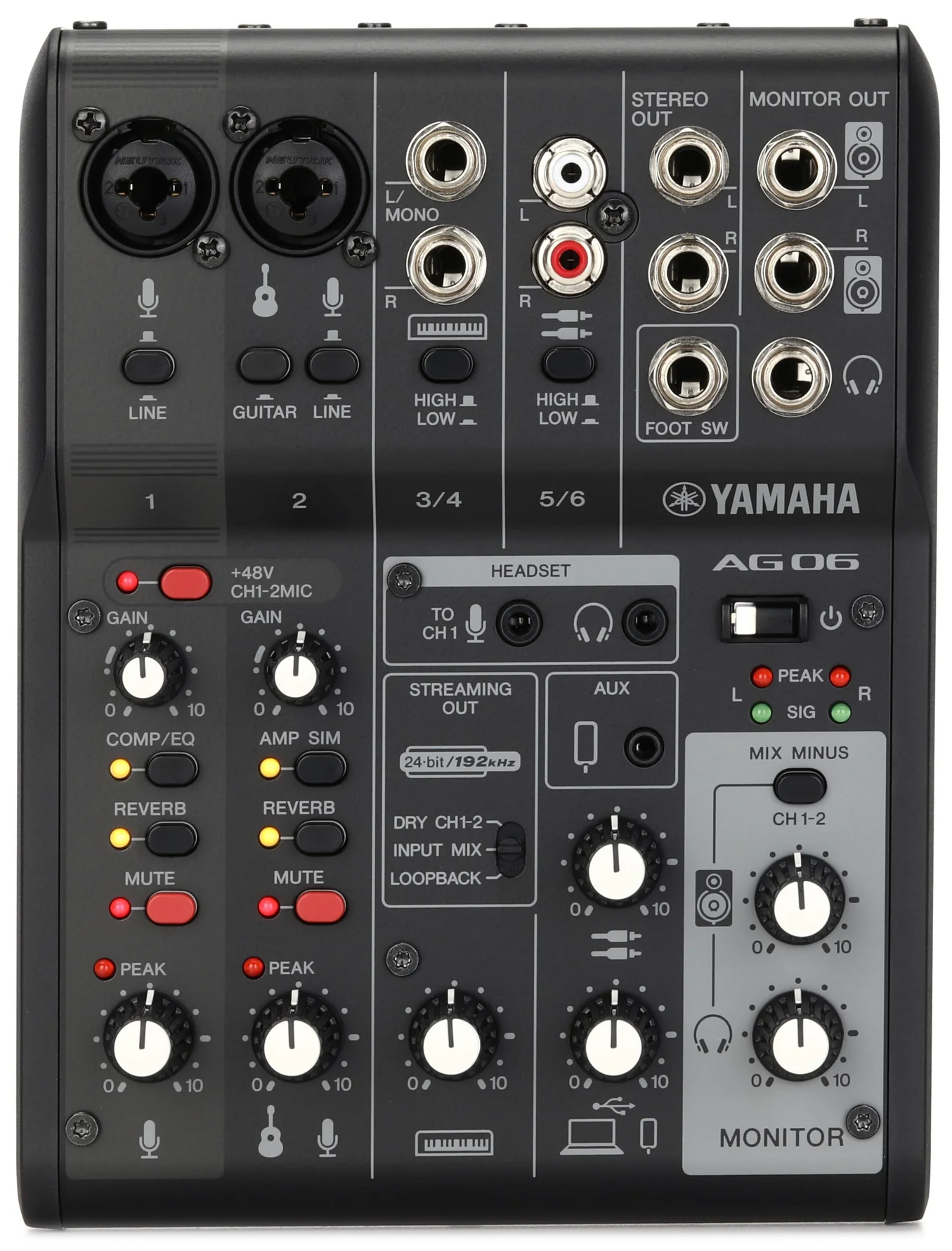 میکسر و کارت صدا یو اس بی لایو استریم یاماها ای جی AG06 MK2