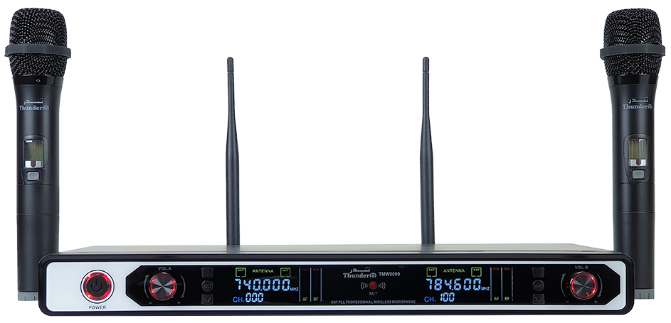 میکروفون بی سیم دستی دو کانال تندر الکترونیک تی ام TMW-8099 1 میکروفون بی سیم دستی دو کانال تندر الکترونیک تی ام TMW-8099