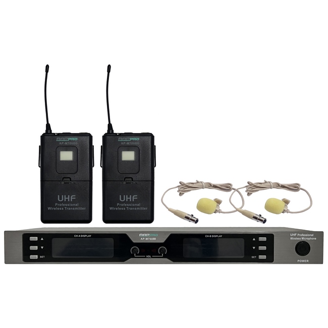 میکروفون بی سیم یقه ای دو کانال ای ای پی پرو AP-M700BB