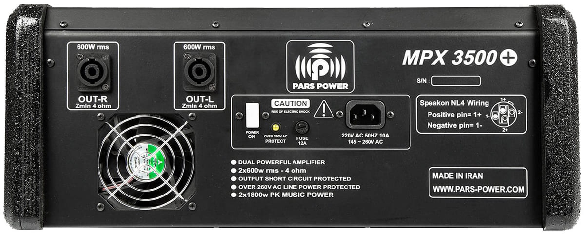 پاور میکسر اکو آمپلی فایر پارس پاور ام پی ایکس MPX3500 PLUS