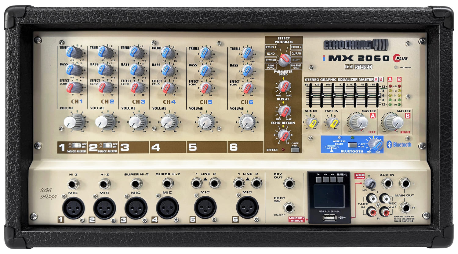 پاور میکسر اکو آمپلی فایر دو کانال اکو چنگ پلاس iMX2060 PLUS